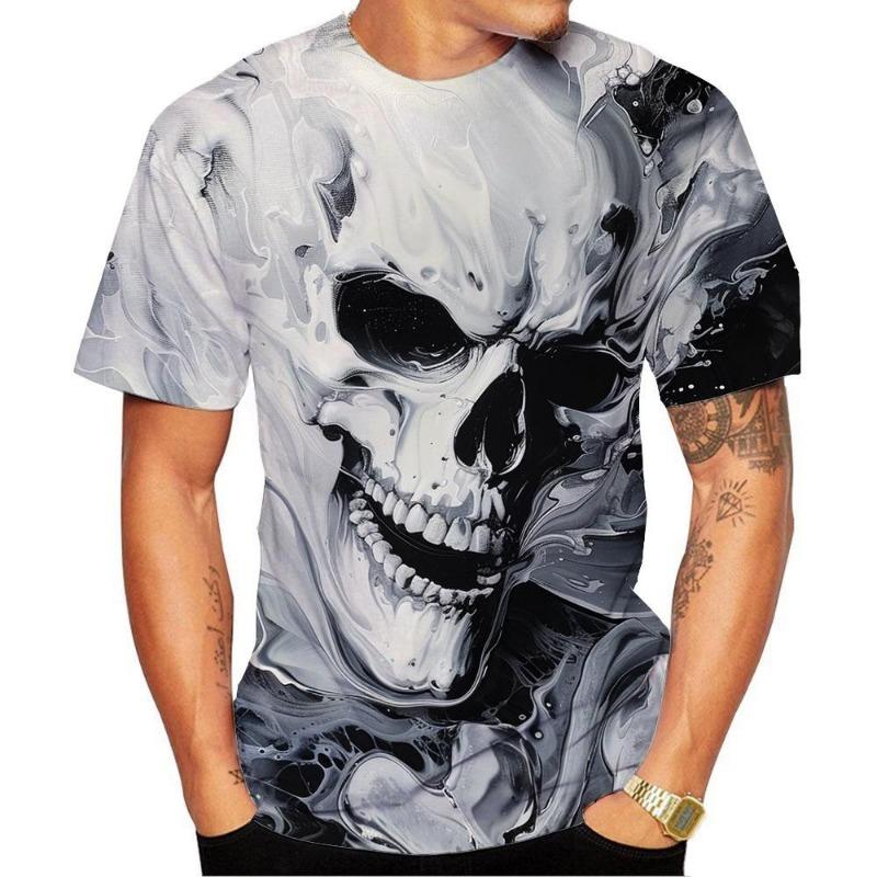 New Fashion Men's Women's Short Sleeve 3D Print Skull Pattern T-shirt Street Style Unisex Novelty Fashion Top Oversized 100-6XL