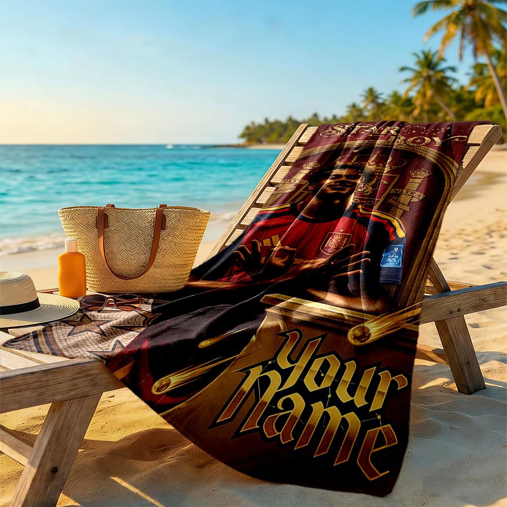 Lamin Yamal Customize Your Name Beach Towel Super Soft Microfiber Quickdry Fabric Perfect For Traveling Yoga Camping And Swimming