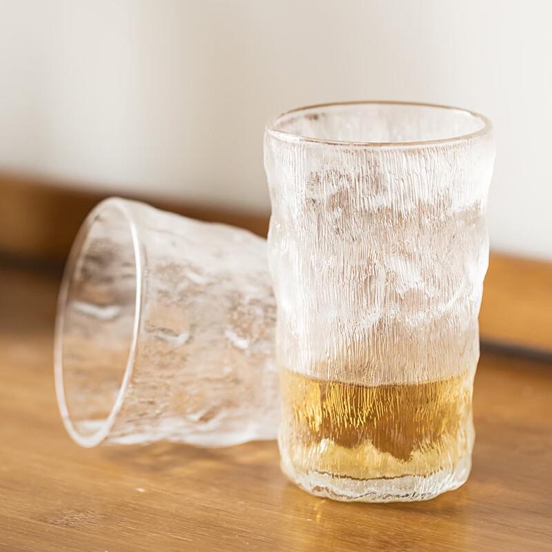 OLOEY Glacier Pattern Frosted Glass Water Cup with Handle