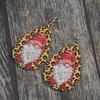 New European & American Christmas Series Santa Claus Leopard Print Double-Sided PU Leather Earrings