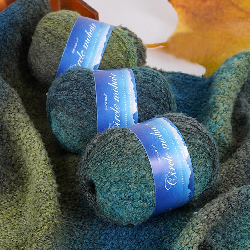 50G Section Lightweight Long Luxury Yarn Gradient Dyed Warm Mohair Soft Loop Fluffy