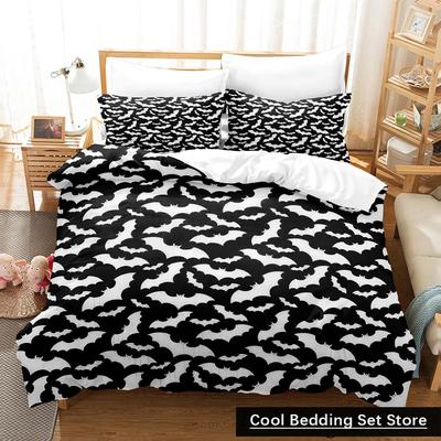 New Halloween Flying Vampire Bedding Set Single Twin Full Queen King Size Bed Set Adult Kid Bedroom Duvetcover Sets Anime Bat