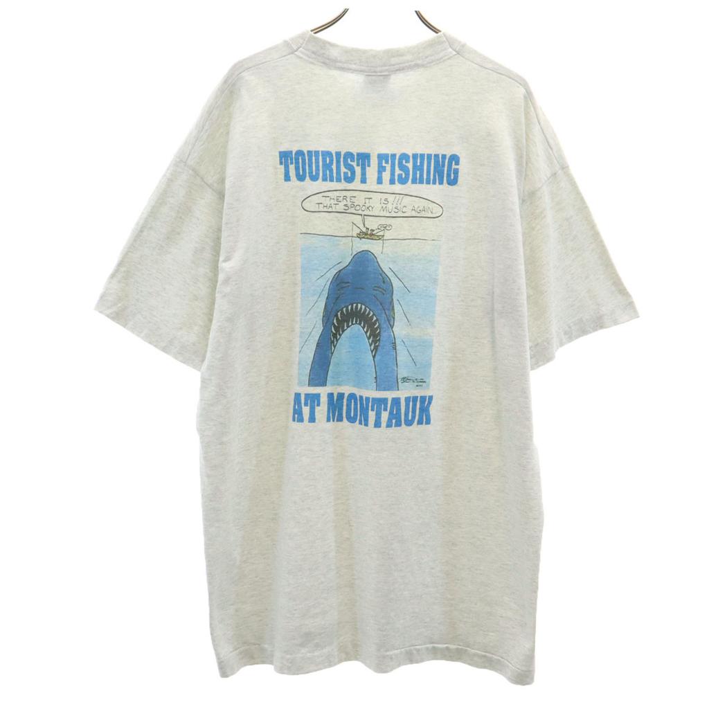 FRUIT OF THE LOOM BEST 90s Made In USA Old Buck Fishing Print Short Sleeve T-shirt Men's Used