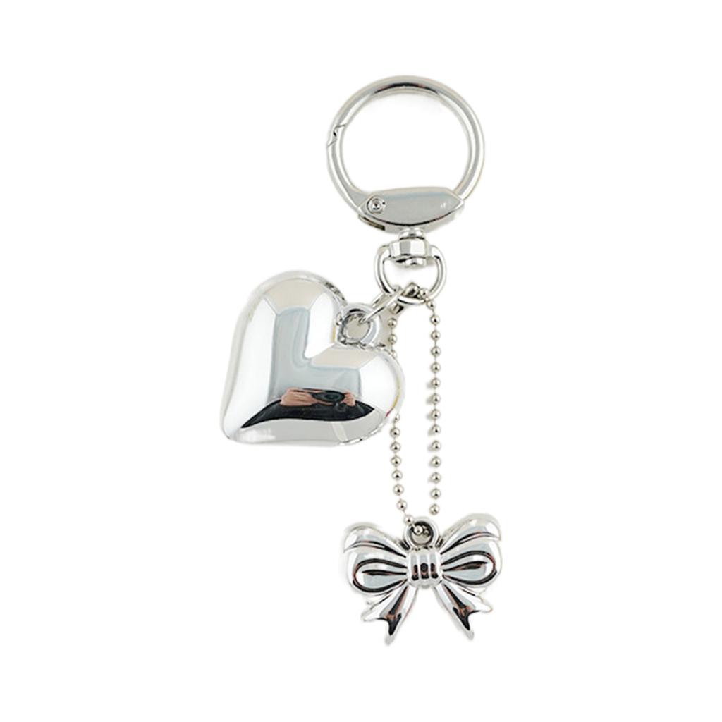 Lovely Heart Shaped Keychain Pendant Small Key Adornment Lightweight Keyring Charm Bowknot Key Pendant Metal Material