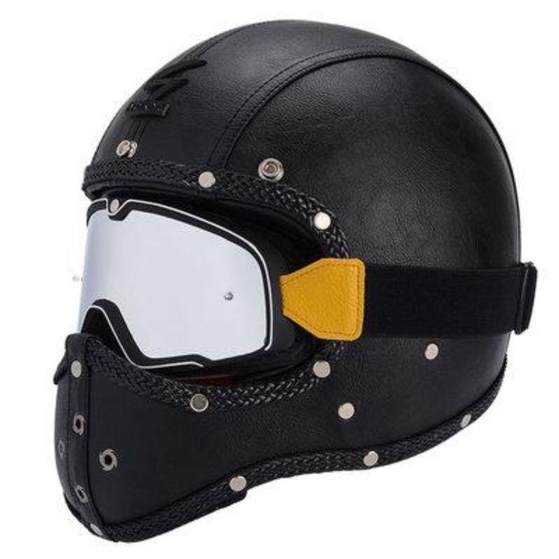 Harley Retro Motorcycle Helmet Helmet Men and Women Couple Pedal Electric Motorcycle Helmet Leather Helmet Four Seasons