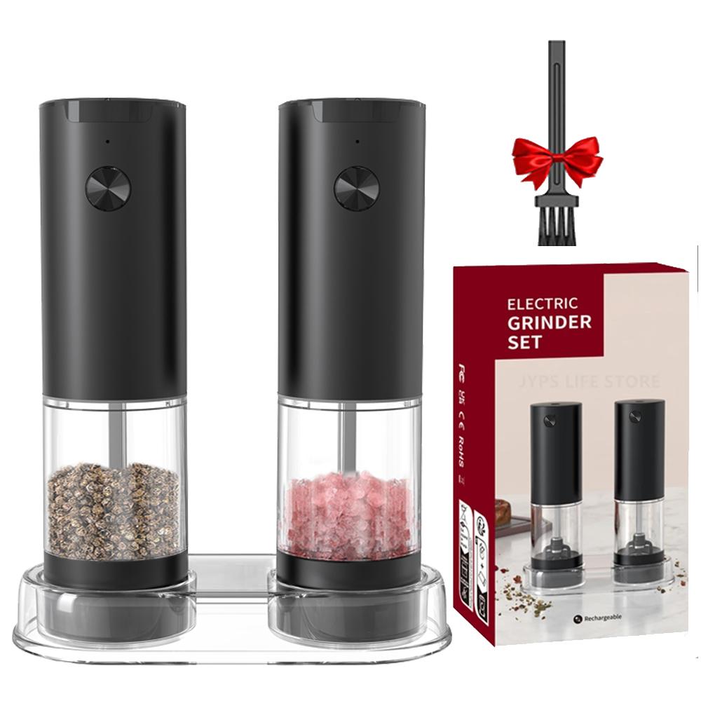 Electric Salt And Pepper Grinder Automatic Salt Pepper Grinder Adjustable Coarseness Spice Mill With LED Light Kitchen Tool Gift