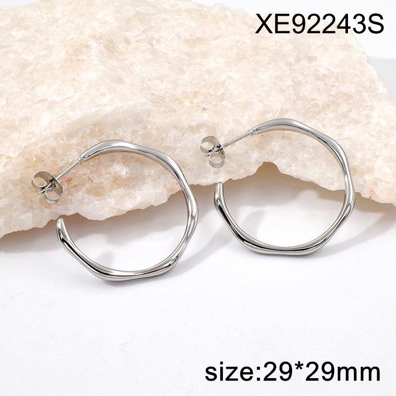 European  American Fashion Gold-Plated Stainless Steel Hollow Hoop Earrings with Pearls