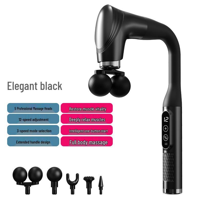 Dual-Head Long Handle Electric Fascia Gun: Professional Handheld Massager for Full Body Muscle Relaxation
