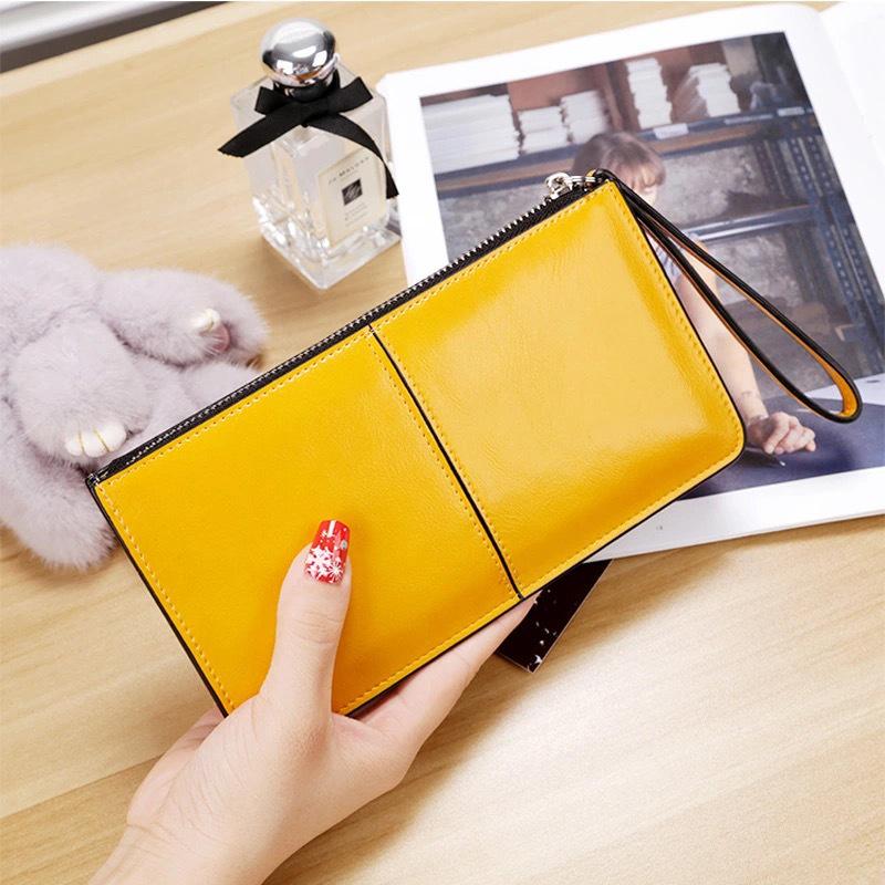 Women's Korean Style Zipper Wallet - Long Clutch with Multi-Card Slots and Wristlet