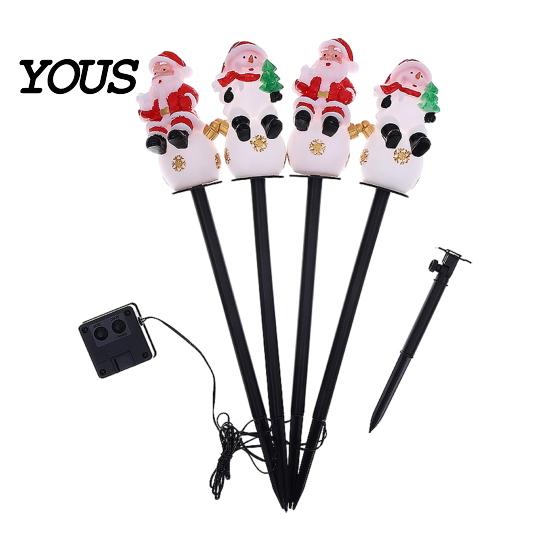 Weather Resistant Landscape Lighting Christmas Solar Stake Lights, Santa Snowman Tree Figurine Lawn Powered Yard Gifts Waterproof Warm LED Lights