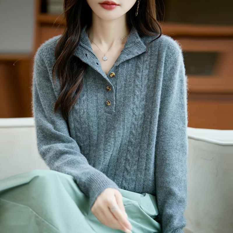Women's Cashmere Sweater Qinghe Cashmere 30% Cashmere 70% Wool Autumn and Winter Pullover Warm and Fashionable