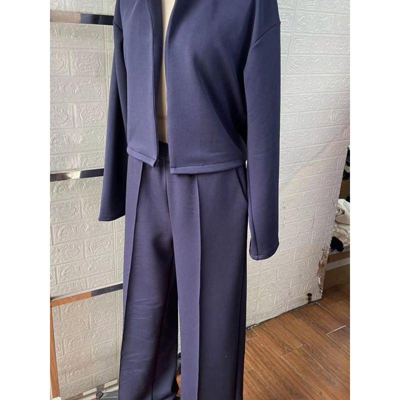 Fashion Cross-Border Women's Clothing Fall and Winter New Arrival Fashion Button Baggy Coat Plaid Easiest for Match Casual Pants Suit Women's Clothing