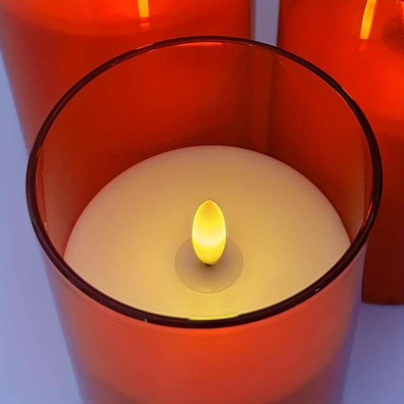 3pcs Red Flameless Candle Set, Home Bedroom Holiday Decorations - Flameless LED Candle Lights with Remote Control Timer