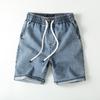 Amerikanische Straight Jeans Herren Sommer Dünne Fünf-Punkt-Hose Baumwolle Lässige Shorts Kordelzug Lockere Stretch-Hose