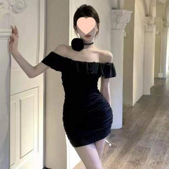 Elegant French One-Shoulder Ruffled Bodycon Dress