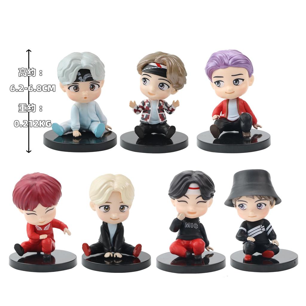 Bts 7-teiliges Set Actionfiguren Puppenmodell Spielzeug Rm Jin Suga Jhope Jimin V Jungkook Star Idol Sammlerfigur Geschenk für Fans