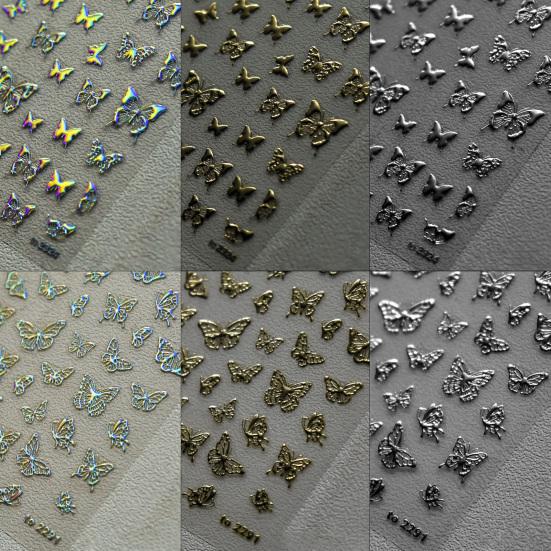 Lesklé samolepky na nehty Samolepicí potřeby pro DIY nehtové umění 5D Japonský styl Retro Pozlacení Motýl Manikúra