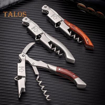 Red Wine Opener Labor-saving Wine Cork Remover Stainless-Steel Corkscrew with Wooden Handle for Kitchen Bar