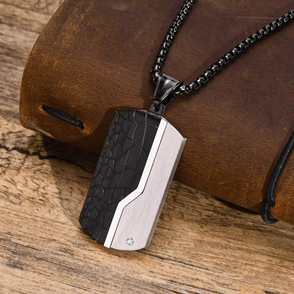 Valentine's Day Gift Stainless Steel Jewelry Dog Tag Man Necklace Pendant  For Wedding Birthday Party Dad Boyfriend
