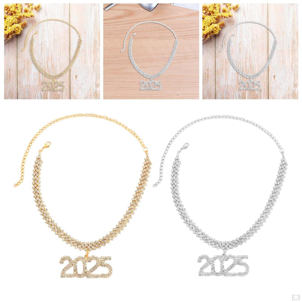 Pendant Rhinestone Necklace, Link Chain Women Necklace Decor for Party Birthday Wedding