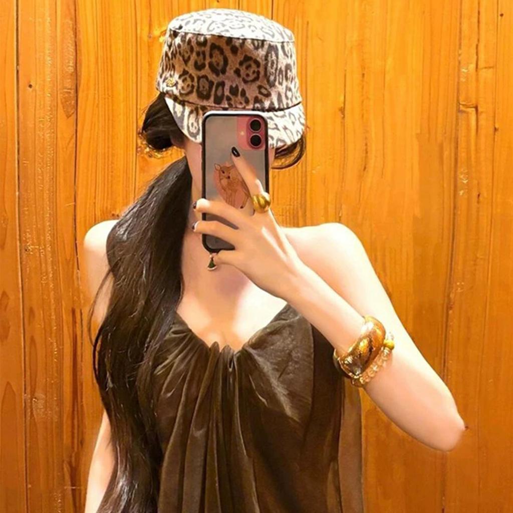Elastic Stretch Leopard Design Beret Cap Soft Faux Suedes Fashion Winter Accessory For Comfort Outdoors