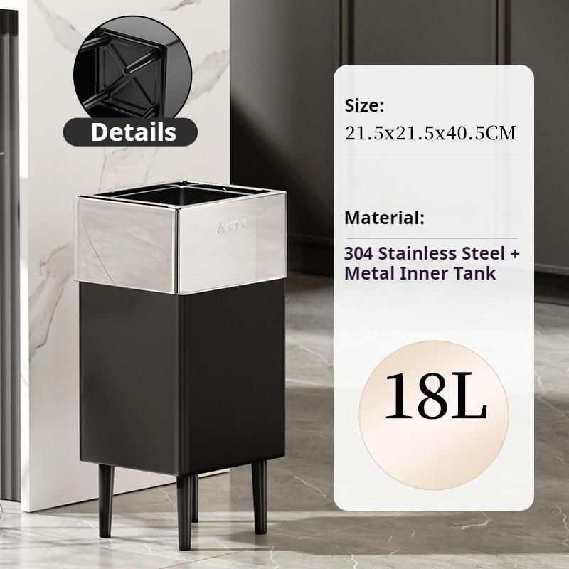 

Stainless Steel Trash Can Large Capacity Uncovered Trash Bin Modern Minimalist Household Garbage Bins Kitchen Clean Accessories