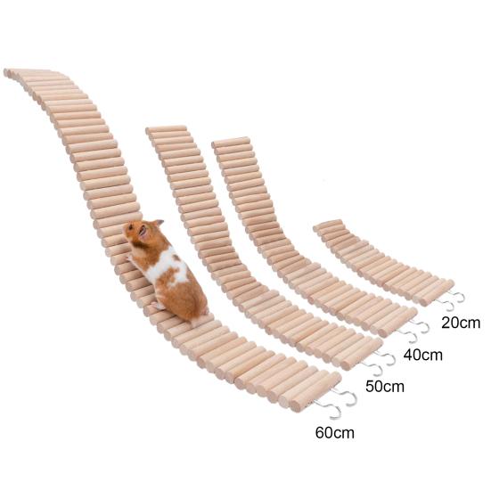 Pet Bridge Toy Bur-free Bite Resistant Natural Wood Hamster Parrot Ladder Toy for Gerbils