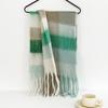 Color plaid scarf women's winter warm scarf mohair thickened long scarf hot shawl