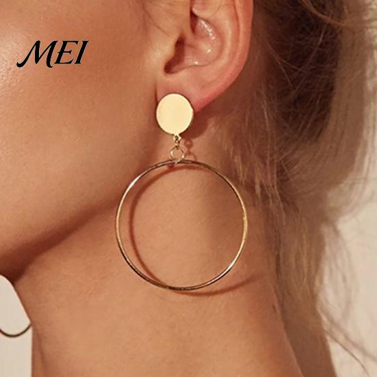 Draped Style Earrings 1 Pair Drop for Women, Large Circle Earrings, European Small Face Enhancing Daily Wear Casual Commuting