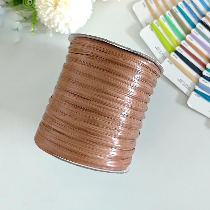 600M Raffia Strohgarn Häkelgarn für DIY Stricken Sommerstrohhut Handtaschen Kissen Handgeflochtenes Strohgarn