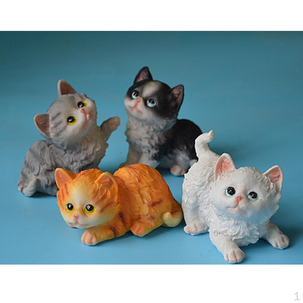 

4Pcs resin Cat Models Figure for Fairy craft Table Decor