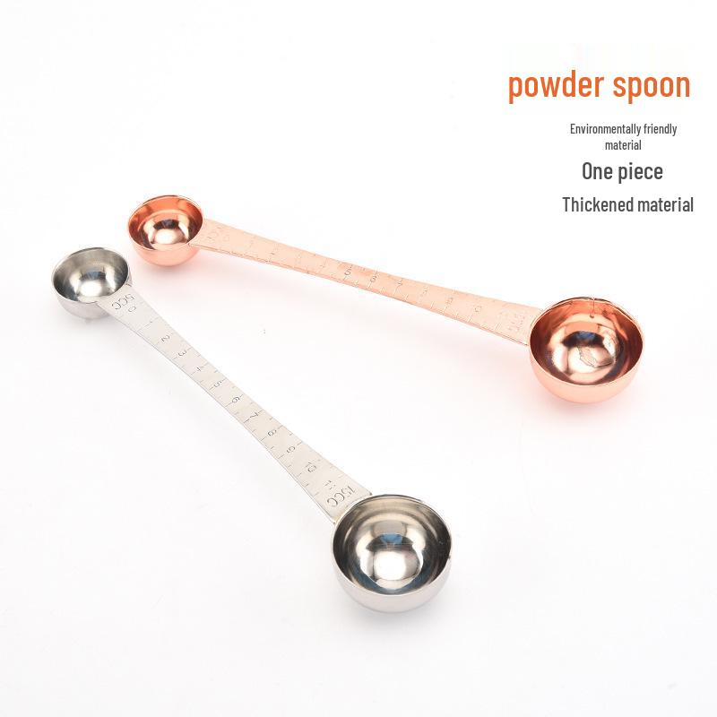 Stainless Steel Dual-Ended Measuring Spoon with Ruler Scale серебряный