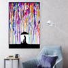 Abstrakter Liebhaber mit Regenschirm unter buntem Regen, Ölgemälde auf Leinwand, Poster und Drucke, Wandkunst für Wohnzimmer, Heimdekoration