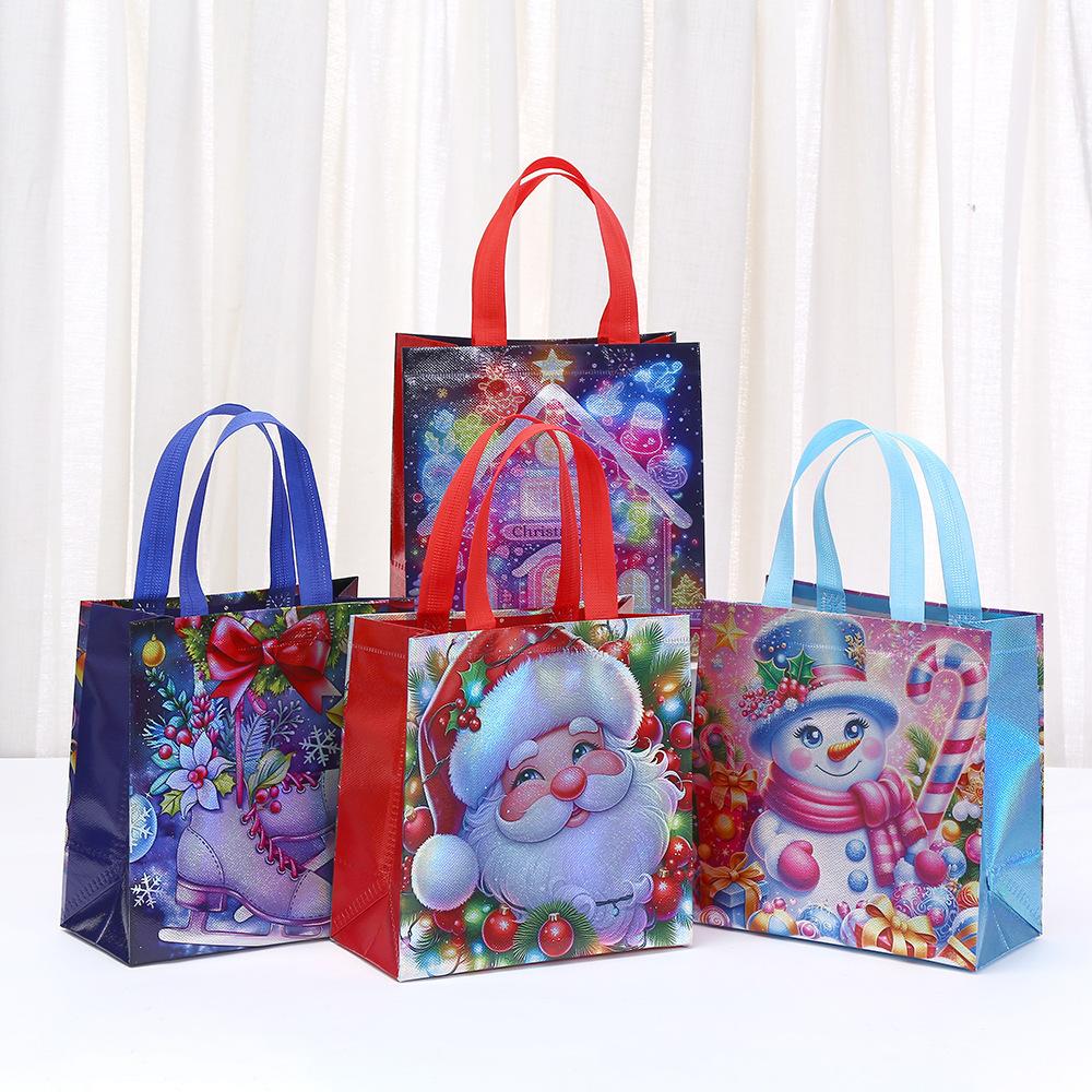 

StoBag Christmas Santa Snowman Non Woven favor tote bags for sweets gift wrapping bags shopping bag candy holiday treat gift 30pcs&22x11x23cm