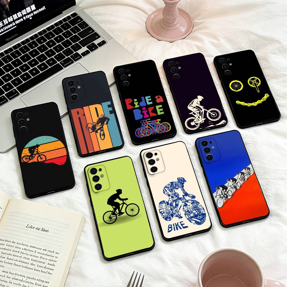 Cycling Bike Phone Case For Samsung S25,24,23,22,30,21,10,9,Ultra,Plus,Lite,FE,4,5 G Soft Black Case
