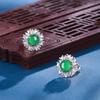 Luoxi Temple 2024 S925 Silver Stud Earrings with 6.0mm Simulated Green Chalcedony