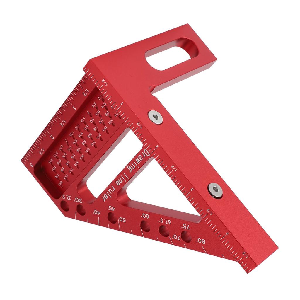 Carpenter Square Hole Scribing Ruler 45 90 Degree Aluminum Alloy 3D Measuring Ruler for Woodworking Engineering