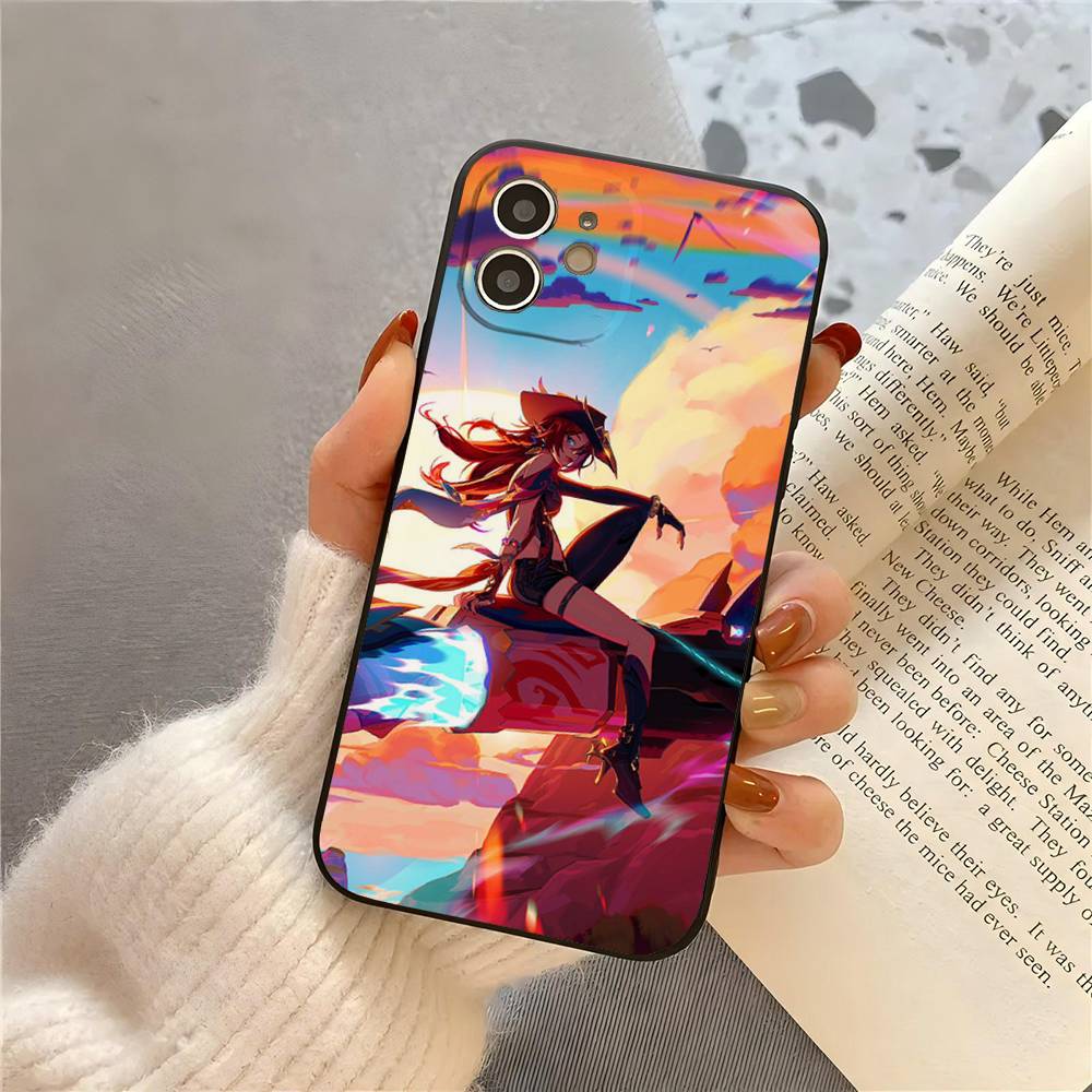 Game Genshin Impact Chasca Phone Case For IPhone 17 Air 16 15 14 13 Pro Max 11 12 Black Silicone Cover
