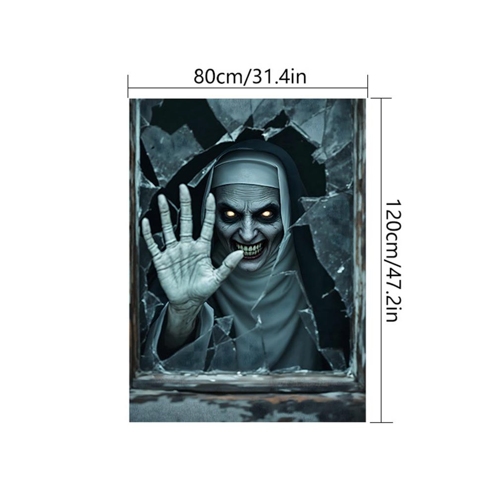 Halloween Gruselige Fensterdekoration Schreckliche Deko 2D Geist Horror Gruselige Augen Banner Festival Fenster-/Türabdeckung Spukhausdeko Horror Hintergrund