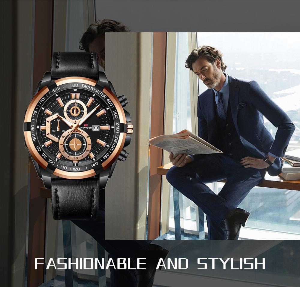Men's Luxury Leather Strap Supercar Racing Waterproof Sports Watch