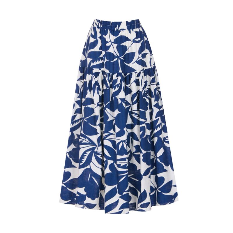 TVIEW Flower Pattern Elastic Waist Long Skirt_V6B-Csk015