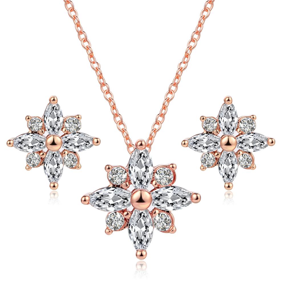 

Snowflake Wedding Sets For Women Bride Earring Necklace Crystal Cubic Zirconia Fashon Jewerly S509