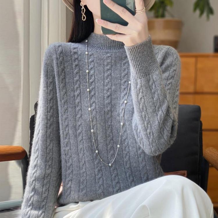 Winter Women Sweater 100% Wool Turtleneck Knit Pullover Thick Jumpers MODERN NEW SAGA Female Knit Tops