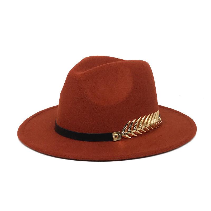 Fedora Men'S Fedora Neutral Wide Brim Jazz Hat Feather Belt Autumn And Winter British Vintage Panama Hat