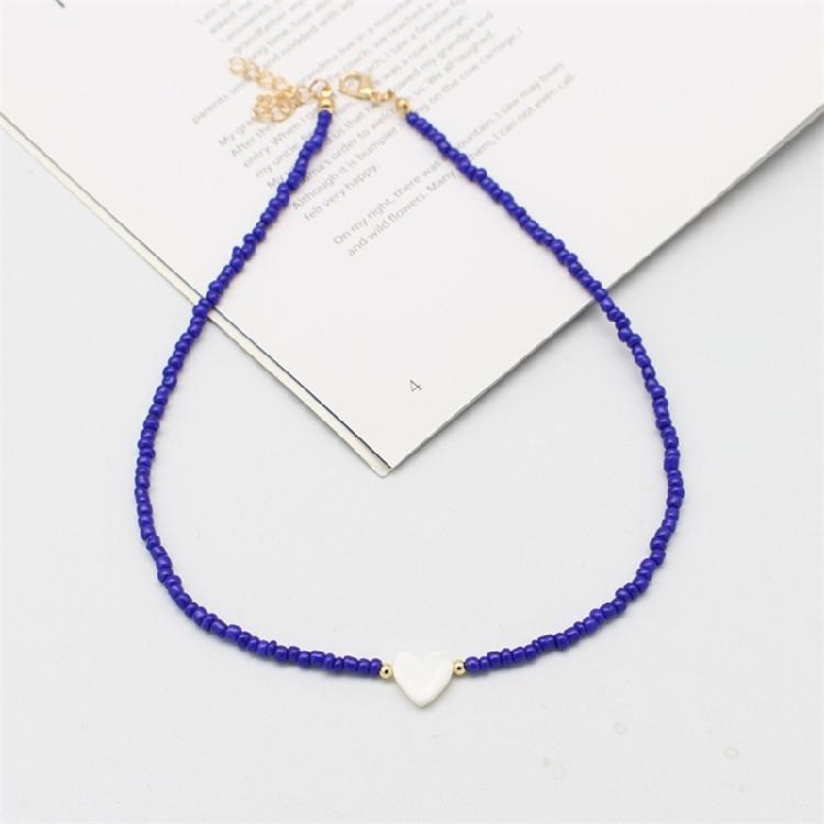 Delicate Bead Chokers Necklace Summer Bohemian Beaded Necklace Y2K Heart Shell-Charm Bead Chokers Necklace Summer
