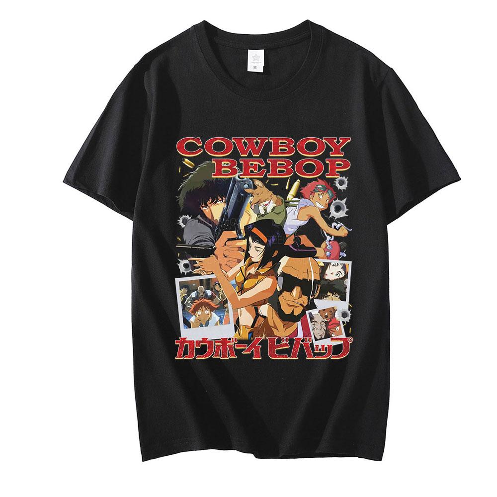 Serin Kovboy Bebop T Shirt Erkek Moda Kısa Kollu Rahat Anime Uzay Spike Japon Manga Jet Faye Tshirt O-boyun Tee Tops Merch