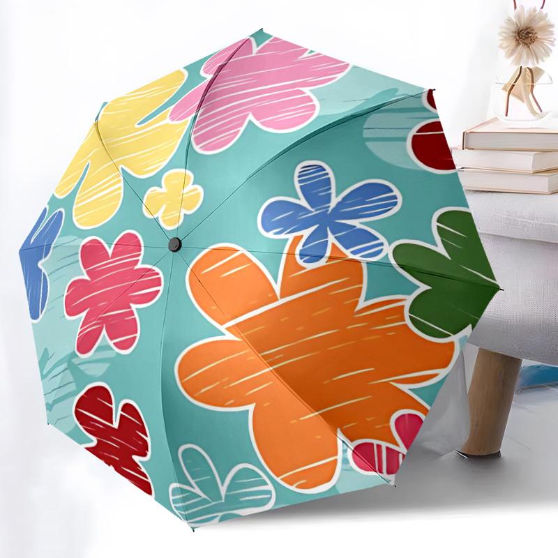 

1pc Floral Pattern Automatic Folding Umbrella - 8-Rib Automatic Open/Close, Large Canopy Birthday Festival Gift yy251217117