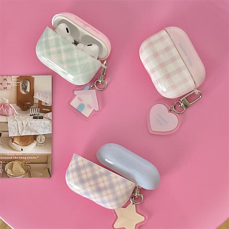Korean contrasting color plaid AirpodsPro1 earphone case for Apple 1/1/1 generation wireless Bluetooth protective case female