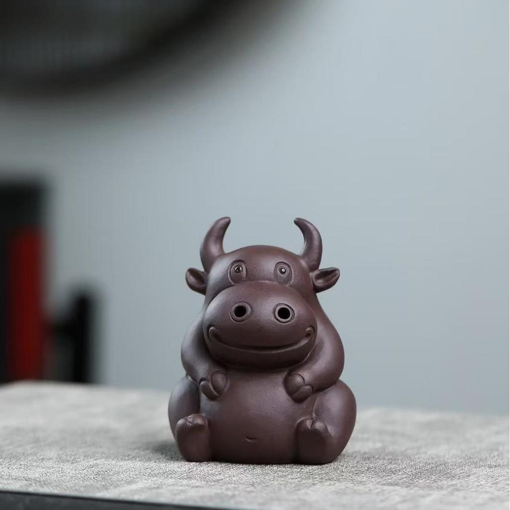 Yixing Zisha Cute Cow Tea Pet Ornament