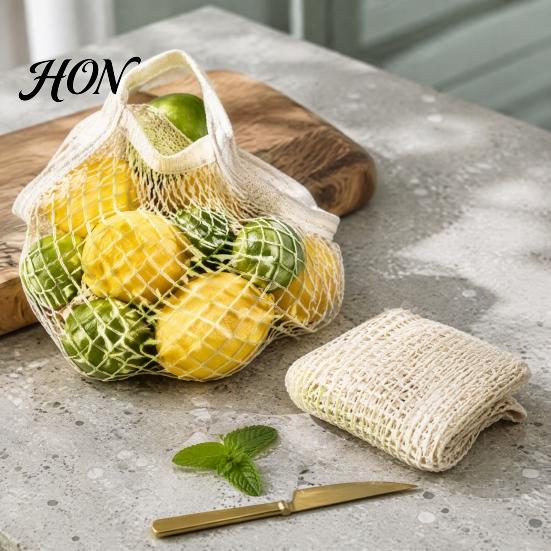 Heavy Duty Reusable Grocery Totes Cotton Mesh Bag, Eco Friendly Foldable String Lightweight Portable Handbags for Fruits Vegetables And Daily Shopping